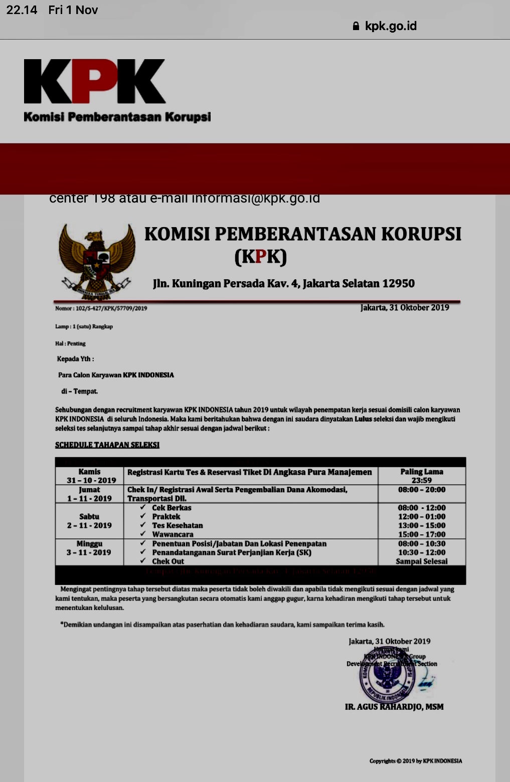 Pengumuman rekruitmen KPKnyang hoax