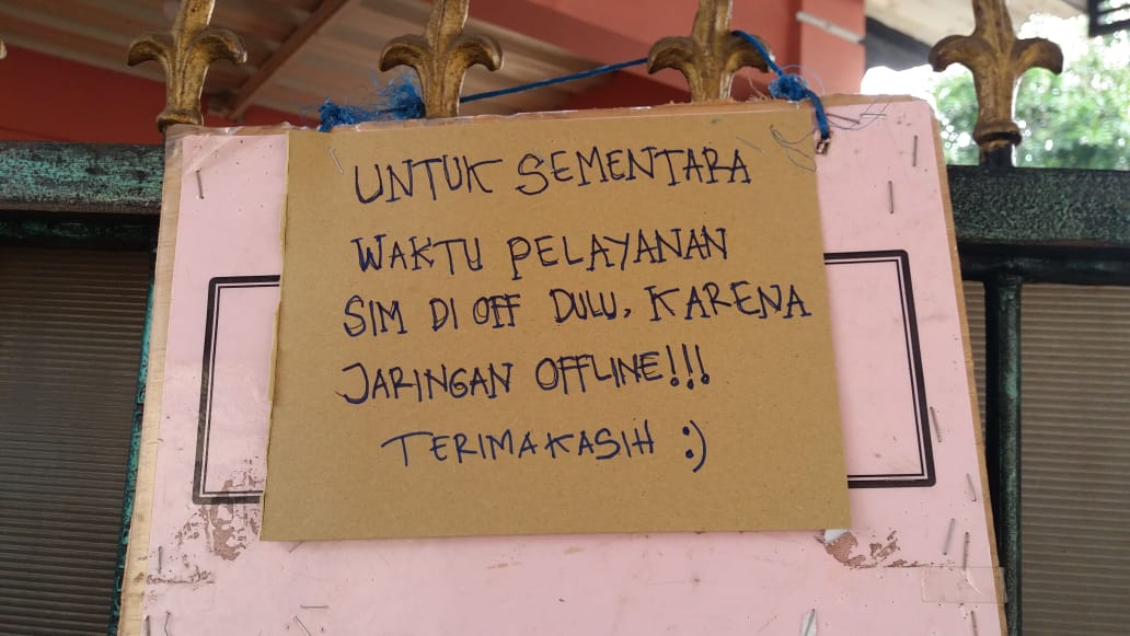 Pemberitahuan jaringan offline yang dikeluhkan masyarakat