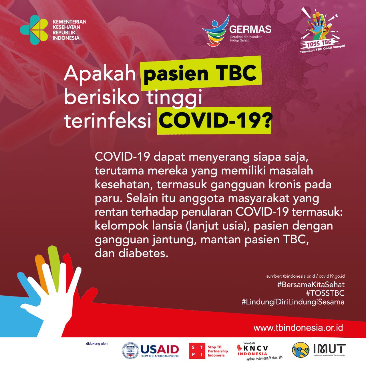 Salah satu yang nudah terinfeksi Covid-19 adalah pasien dan mantan penderita TBC