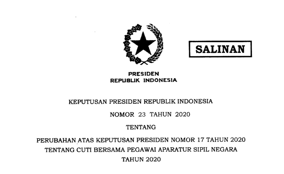 Perpres cuti bersama yang diteken Jokowi