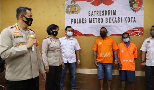 Polres Metro Bekasi Kota menggelar jumpa pers terkait bentrok dua ormas
